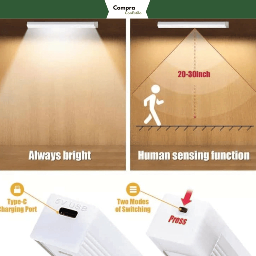 Luz Led Barra Con Sensor Movimiento 20cm