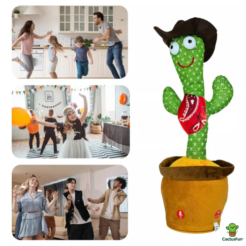 CactusFun™ - Cactus Bailarín Repetidor voz (Edición Cowboy)